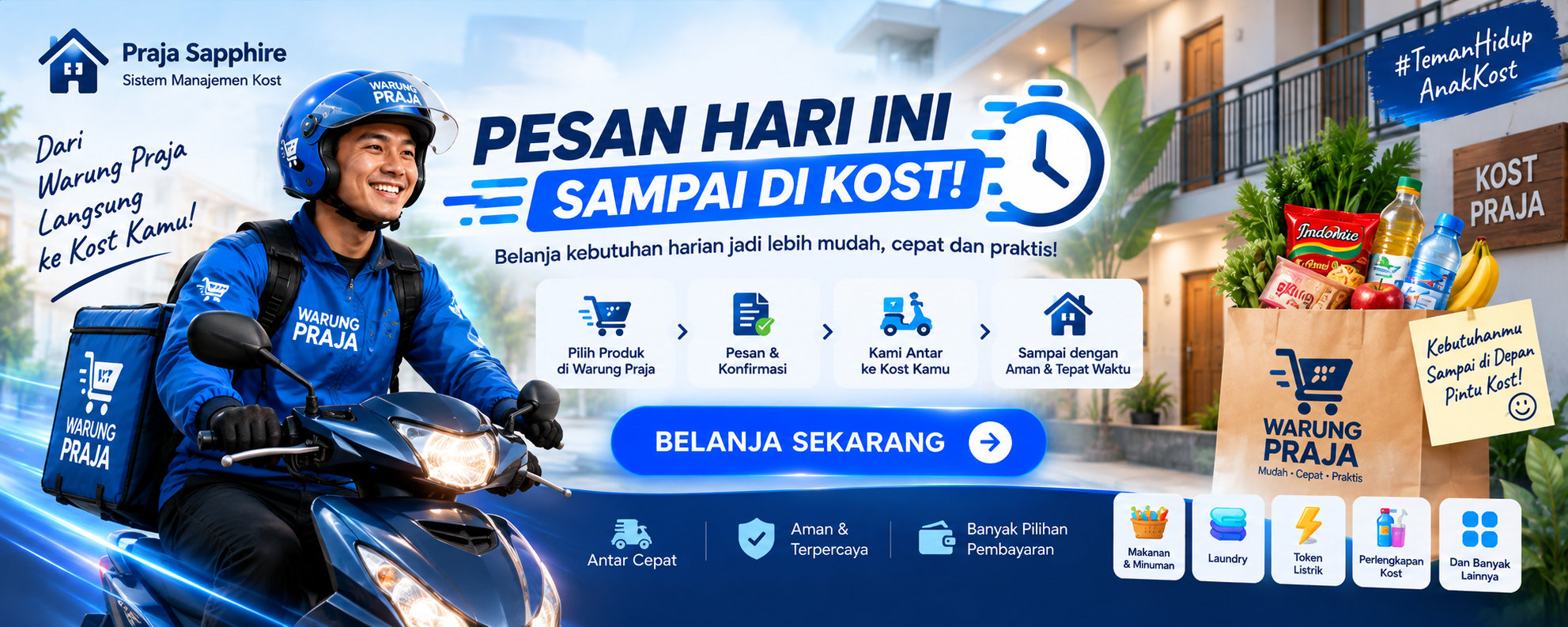 Warung Praja - Pesan kebutuhan dan antar ke kost
